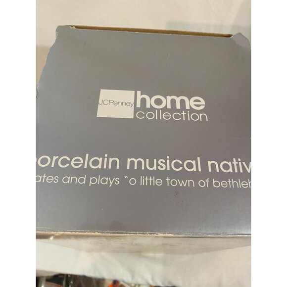 JC Penny Home Collection Ivory & Gold Porcelain Nativity Wind-Up Music Box W Box - Picture 14 of 16